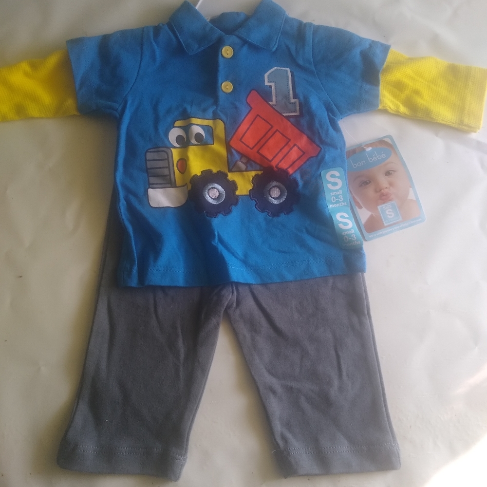 Bon Bebe 0-3 Months S Boy's Shirt /Pants Set
